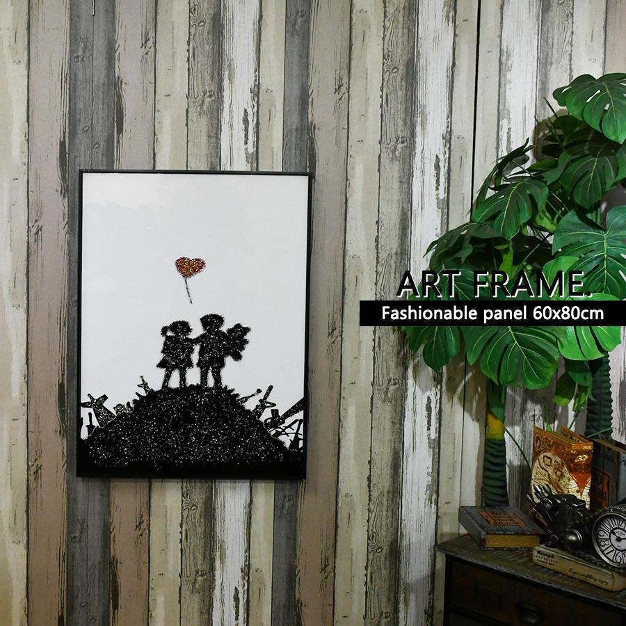 アートパネル 60&times;80 水晶絵 KH263 バンクシー 少年少女 壁掛けパネル ゴミ山 絵 玄関 インテリア ギフト モダン おしゃれ YMスペース｜インテリアショップ　NIMUS