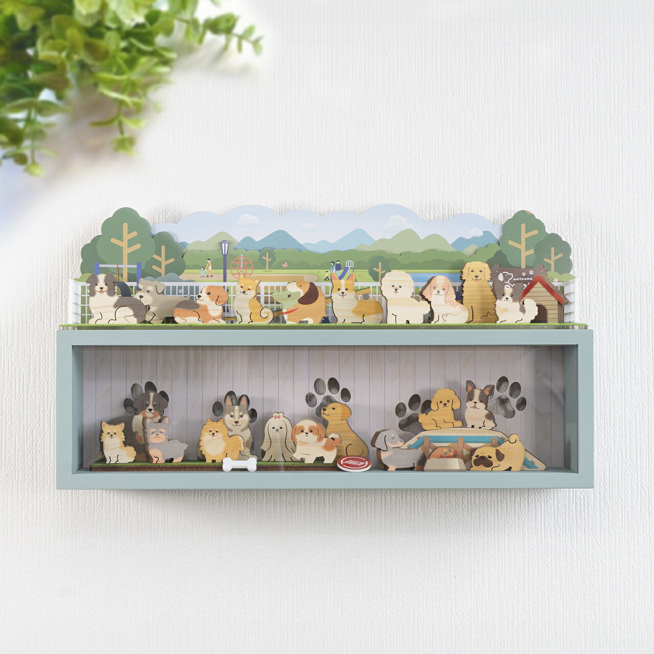 【送料無料！！】【いぬつむ&times;BOX SHELFセット】ナインディ&mdash; nine-D nined 日本製 木製 おもちゃ つみき 積木 積み木 玩具 インテリア デザイン 動物 可愛い カワイイ かわいい 知育玩具 オブジェ 出産祝い 誕生日 こども 子ども 棚 ラック ギフト｜nine-D