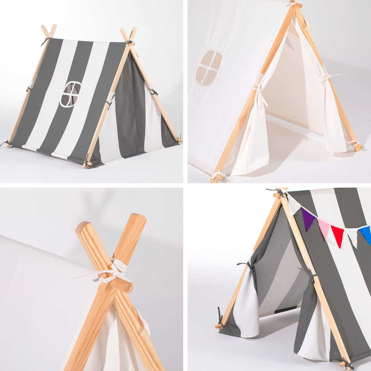 Ninehills キッズテント A型 コットン100 ティピーテント 子供 ハウス おしゃれ 北欧 男の子 女の子 折りたたみ 木製 Butlerchimneys Com