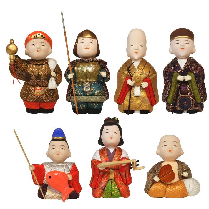 【木目込人形】【原料品一揃いの道具】【布布切れ・ひな形・活動写真付】豆七福神