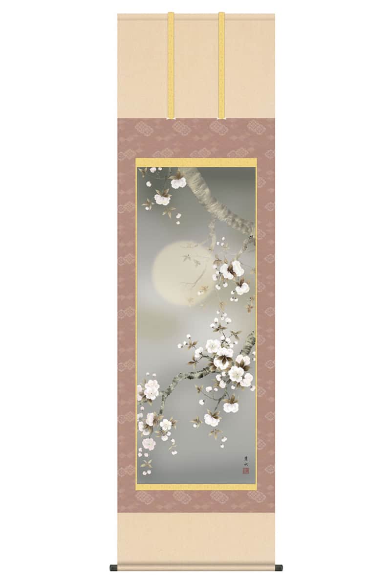 掛軸 掛け軸 花鳥画 春飾り 桜花 夜桜 洛彩緞子本表装 尺五 筋廻し仕様 緒方葉水 桐箱 【2026年度新作】 h06-snk-kz5a2-010｜人形屋ホンポ特急／雛人形五月人形 19,973円