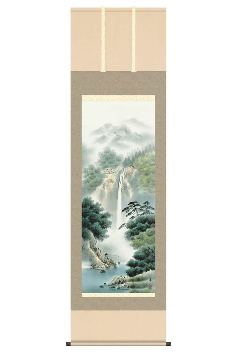 掛軸 掛け軸 山水画 彩色山水 幽山渓谷 洛彩緞子本表装 尺五 鈴村秀山 桐箱 【2026年度新作】 h06-snk-kz5b1-n030|人形屋ホンポ特急/雛人形五月人形