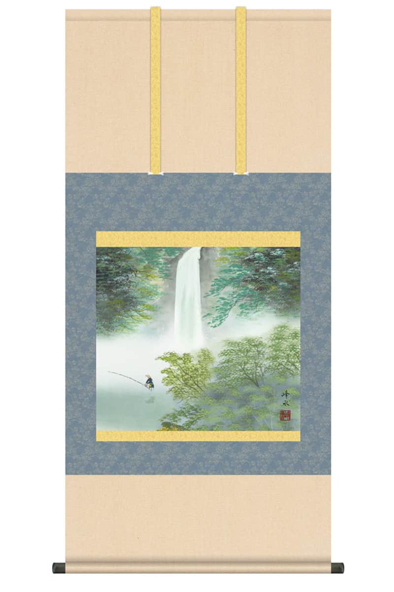 掛軸 掛け軸 山水画 彩色山水 秀麗冽瀑 洛彩緞子本表装 尺五 佐伯峰水 桐箱 【2026年度新作】 h06-snk-kz5b5-083｜人形屋ホンポ特急／雛人形五月人形 14,993円