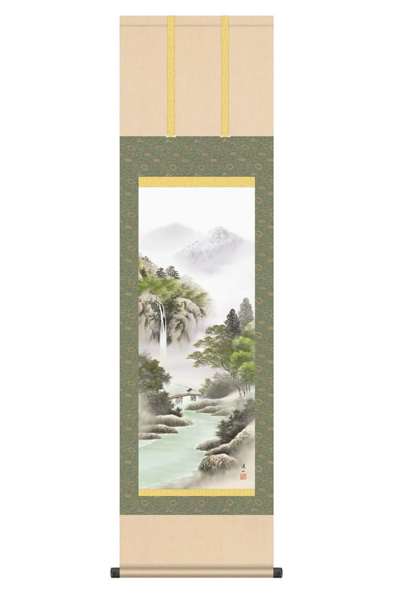 掛軸 掛け軸 山水画 彩色山水 山河望郷 洛彩緞子本表装 尺三 伊藤渓山 【2026年度新作】 h06-snk-kz5mb1-n035 7,992円