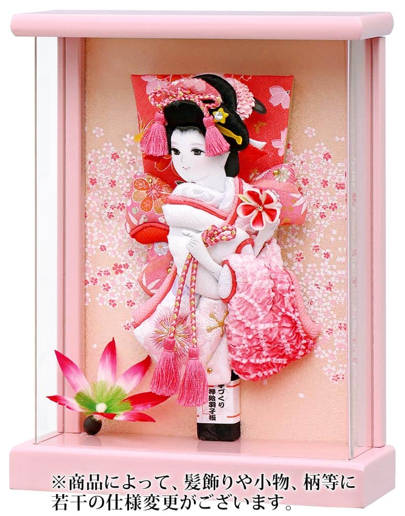 羽子板 ケース飾り 壁掛け羽子板 絞り羽子板 凛 ピンク 7号 アクリルケース ケースバック金彩 【2025年度新作】 h071-mm-hg2546-7