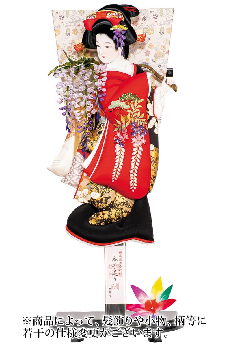 羽子板 平安豊久 単品 摩耶作 藤娘 緋扇流古今押絵 20号 受け台付 【2025年度新作】 h071-mo-102268 HJ-015