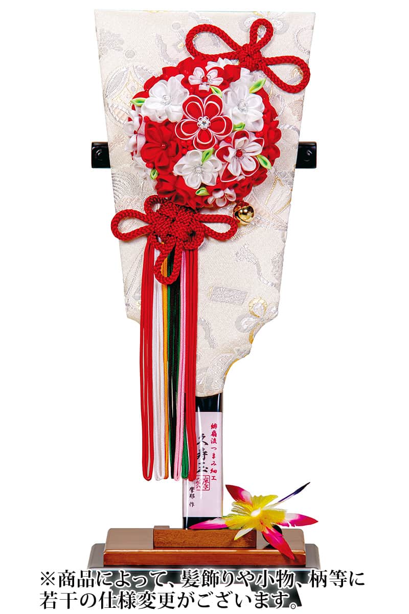 羽子板 平安豊久 単品 摩耶作 久寿玉 梅苑 緋扇流つまみ細工 10号 受け台付 【2025年度新作】 h071-mo-102259 HJ-022