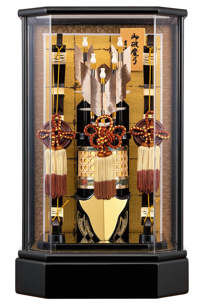 破魔弓 吉徳大光 ケース飾り 11号 黒塗 六角ケース 【2025年度新作】 h071-ys-210209