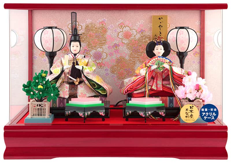 雛人形 コンパクト ひな人形 ケース飾り 親王飾り 藤翁作 浮舟 小三五親王 金襴仕立 アクリルケース オルゴール付 【2026年度新作】 h083-fn-223-210｜人形屋ホンポ特急／雛人形五月人形