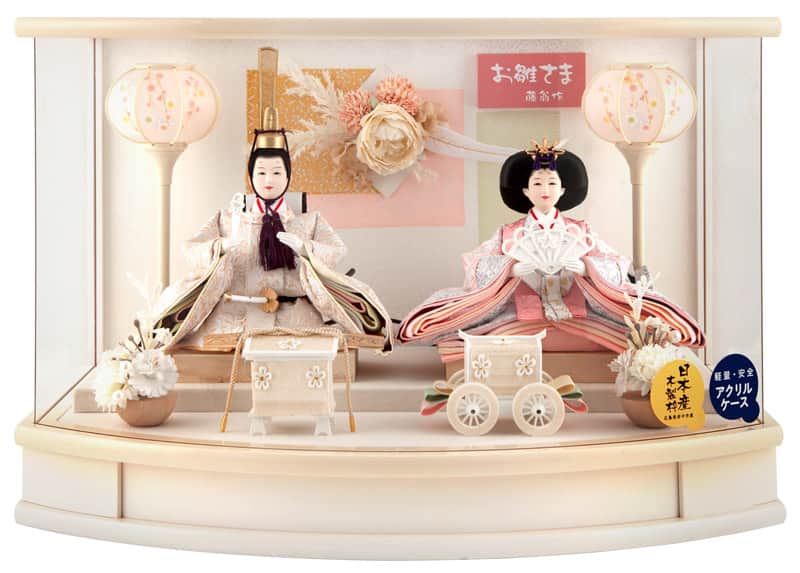 2023年コンパクト雛人形 ケース飾り 間口55ｃｍケース人形 御所篭 親王飾り Amazon | 雛人形 悠香 コンパクトケース飾り 彩花 木目込人形 親王飾り