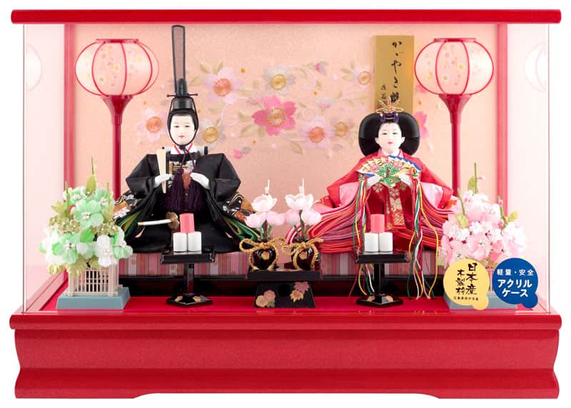 雛人形 アクリルケース ピンク 藤翁作 半円形 親王飾り ひな祭り おひなさま お手頃 幅49cmアクリルケース | 人形のふじなみ | 藤翁作 株式