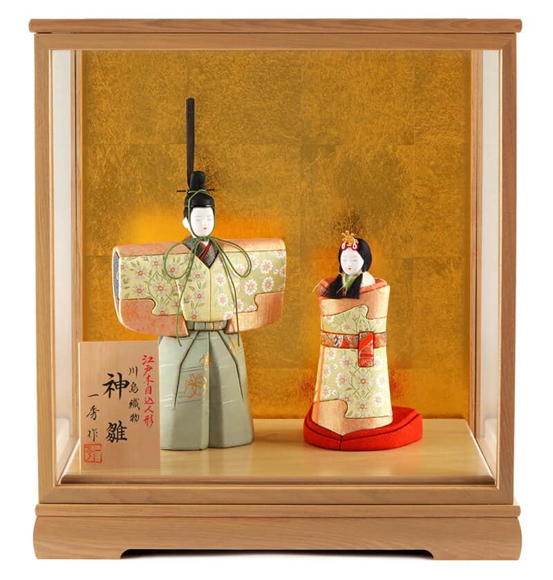 雛人形　木村一秀作　江戸木目込人形親王平飾り・間口約４０×奥行約２０×高約２６㎝ 雛人形 木村一秀作 江戸木目込人形親王平飾り・間口約40×奥行約20