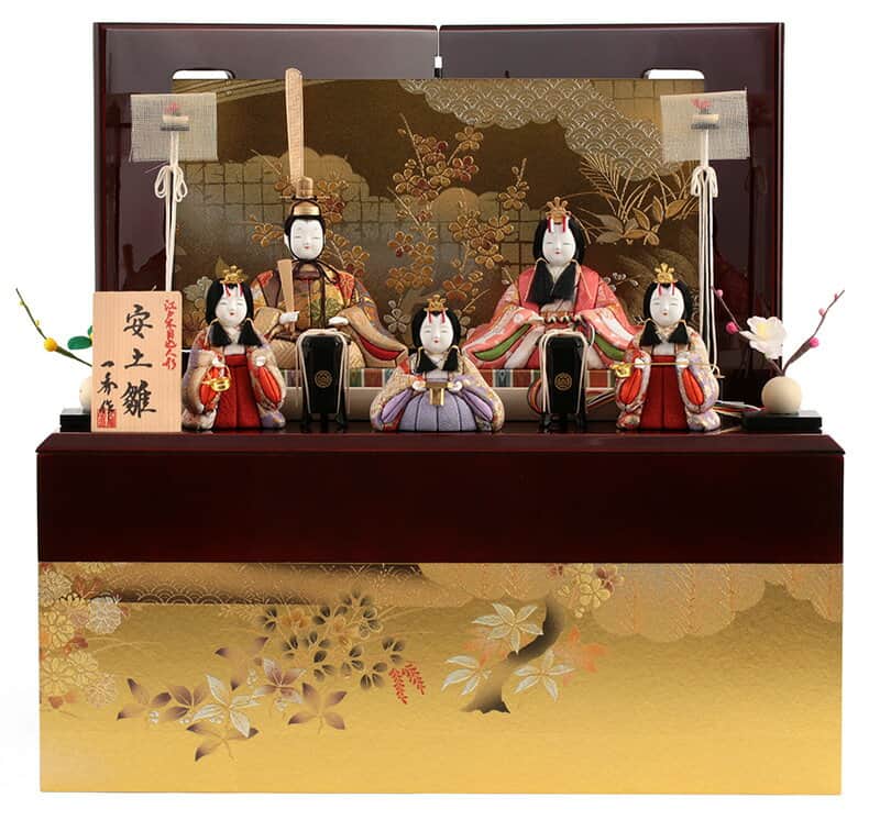 雛人形 コンパクト 一秀 ひな人形 木目込人形飾り 収納飾り 五人飾り 木村一秀作 安土雛 14号 【2026年度新作】 h083-ii-018｜人形屋ホンポ特急／雛人形五月人形