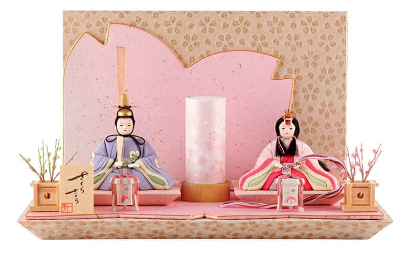雛人形 コンパクト 一秀 ひな人形 木目込人形飾り 平飾り 親王飾り 木村一秀作 さくらさくら 入れ目 刺繍 16号 コードレスぼんぼり付 【2026年度新作】 h083-ic-128