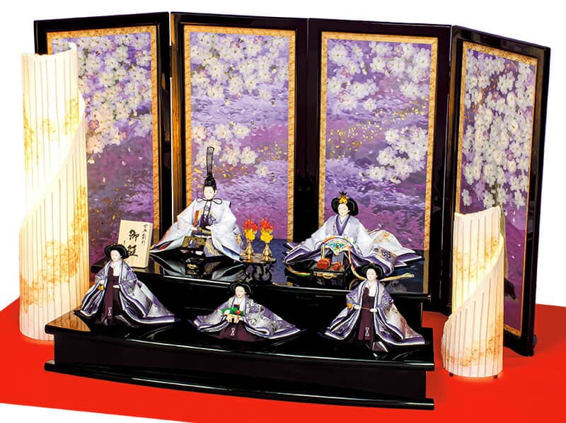 雛人形 平安豊久 ひな人形 段飾り 五人飾り 田村芙紗彦作 桜満開 刺繍 京八番親王 京六寸官女揃 押し花屏風 【2026年度新作】 h083-mo-303093 HJ-123｜人形屋ホンポ特急／雛人形五月人形