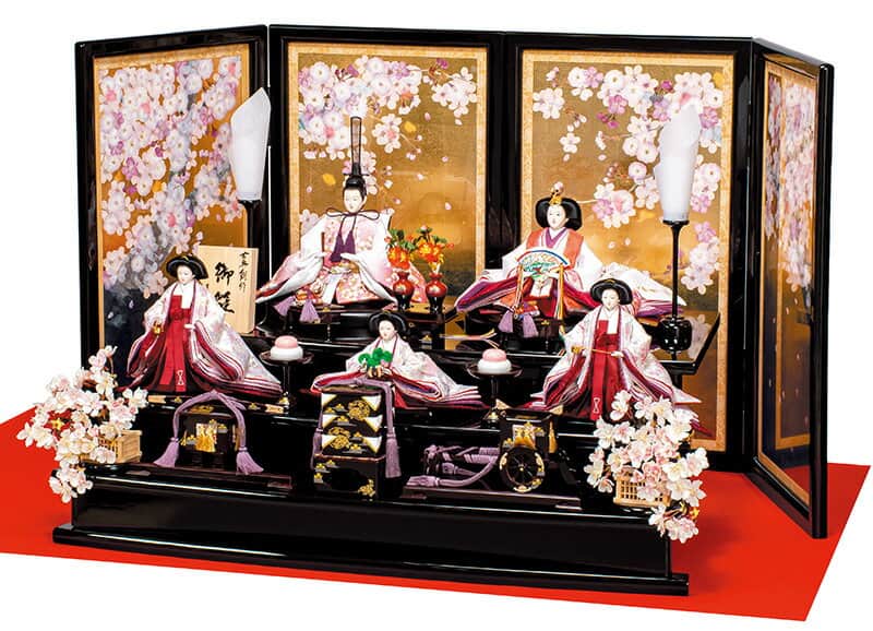 雛人形 平安豊久 ひな人形 三段飾り 五人飾り 田村芙紗彦作 桜恵祥 刺繍 京九番親王 京五寸官女揃 押し花屏風 【2026年度新作】 h083-mo-303098 HJ-121