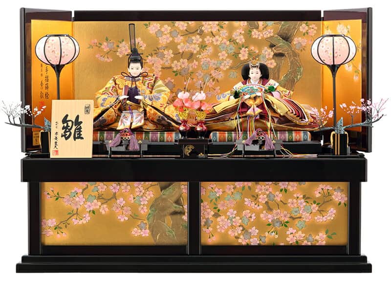 雛人形 コンパクト 平安豊久 ひな人形 雛 収納飾り 親王飾り 桜華 本金手描蒔絵 金沢箔 【2026年度新作】 h283-mocp-3011-30