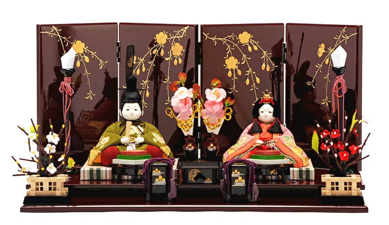 雛人形 コンパクト ひな人形 雛 木目込人形飾り 親王飾り 平飾り 金子久一作 桜寿雛 正絹ちりめん 本金金彩 緑 【2026年度新作】 h263-ed-9a-3432|人形屋ホンポ特急/雛人形五月人形