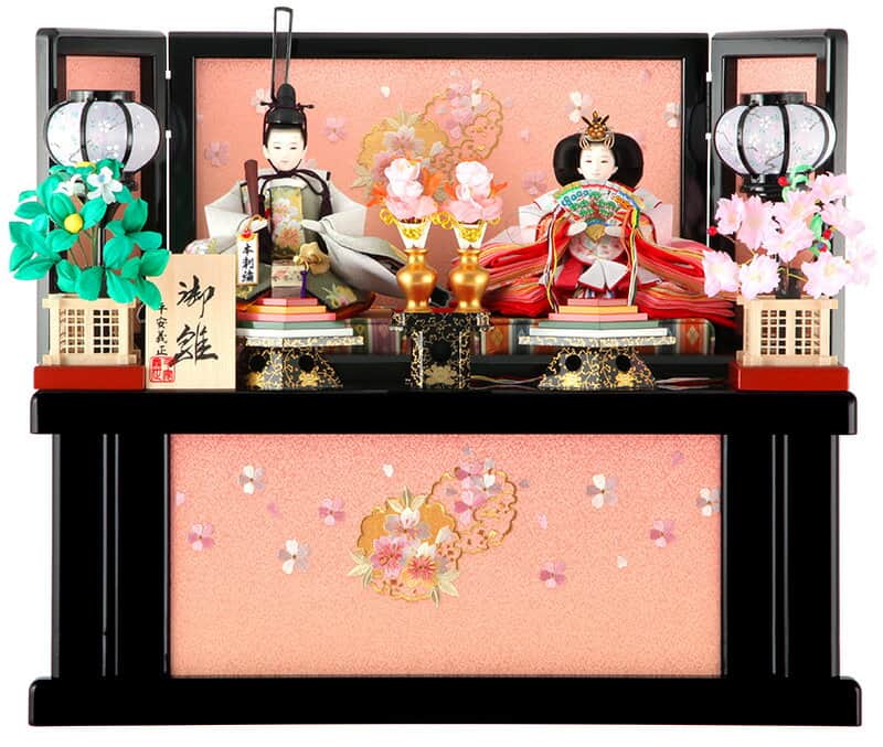 雛人形 コンパクト 平安義正 ひな人形 雛 収納飾り 親王飾り 小桜 本刺繍 本花梨笏 【2026年度新作】 h313-kts-n31-1