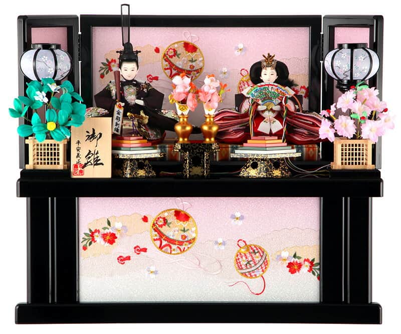 雛人形 コンパクト 平安義正 ひな人形 雛 収納飾り 親王飾り 雲にマリ 金彩刺繍 本花梨笏 【2026年度新作】 h313-kts-n31-2