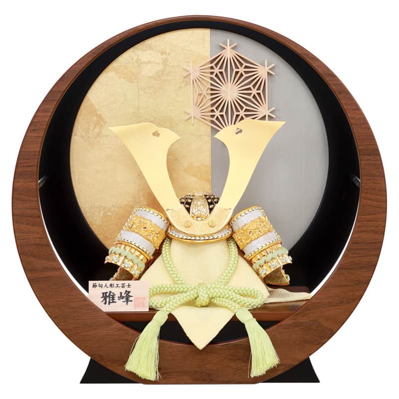 五月あやつり人形 パウダーコンパクト 兜平飾りつけ 兜飾りつけ 雅峰作 金小札 正絹 白薄緑糸縅 8号 【2026年次新作】 h085-fz-6m21-st-233
