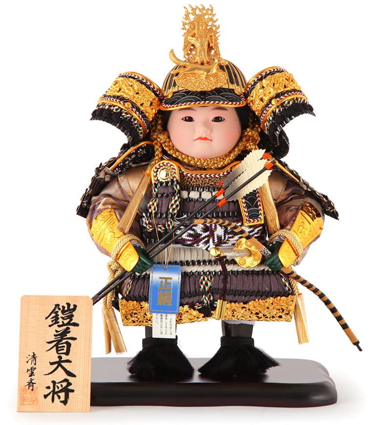 五月人形 上杉謙信 子供大将飾り 人形単品 清雲斉作 鎧着大将 正絹 飯綱権現前立 【2026年度新作】 h305-fz-5-58035h こどもの日