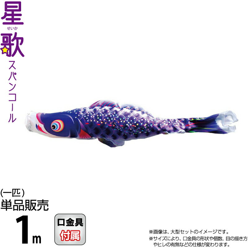 こい幟旗 徳永鯉 鯉のぼり 単品 1m 星歌スパンコール 青鯉 撥水工業 ポリエステル繻子出どころ 【2026年次新作】 000-402-s