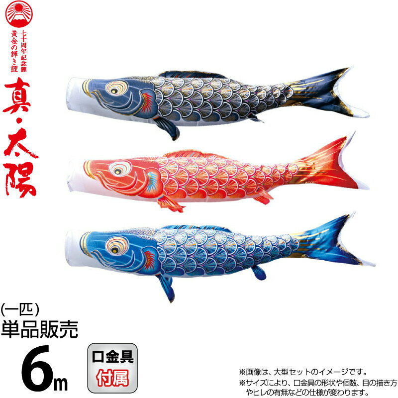 こいのぼり 徳永鯉 鯉のぼり 単品 6m 真・太陽 黄金の輝き鯉 撥水加工 ポリエステルサテン生地 【2026年度新作】 003-803