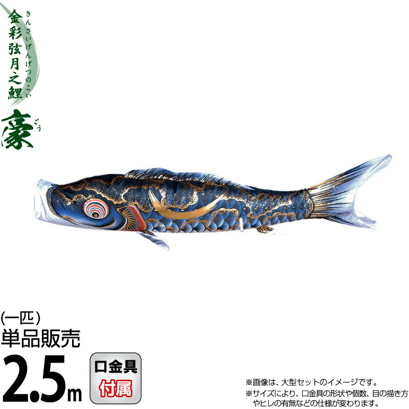 こいのぼり 徳永鯉 鯉のぼり 単品 2.5m 豪 金彩弦月之鯉 黒鯉 撥水加工 ポリエステルシルキーブライト生地 【2026年度新作】 001-843 20,957円