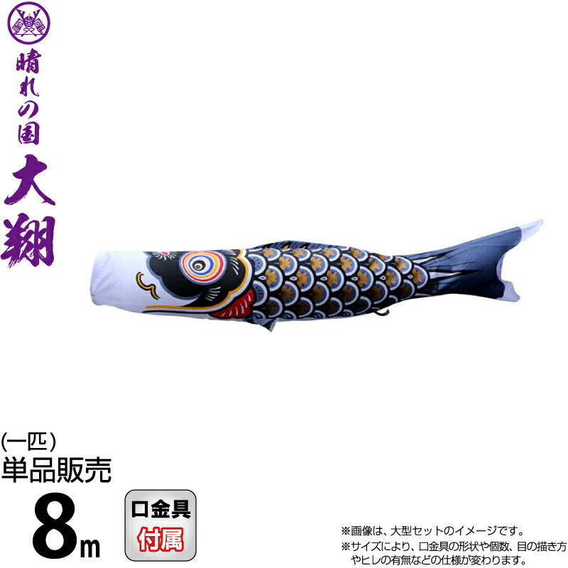 こい旗幟 徳永鯉 鯉のぼり 単品 8m 大翔 黒鯉 ポリエステルシルキーブライト出どころ 【2026年次新作】 003-728