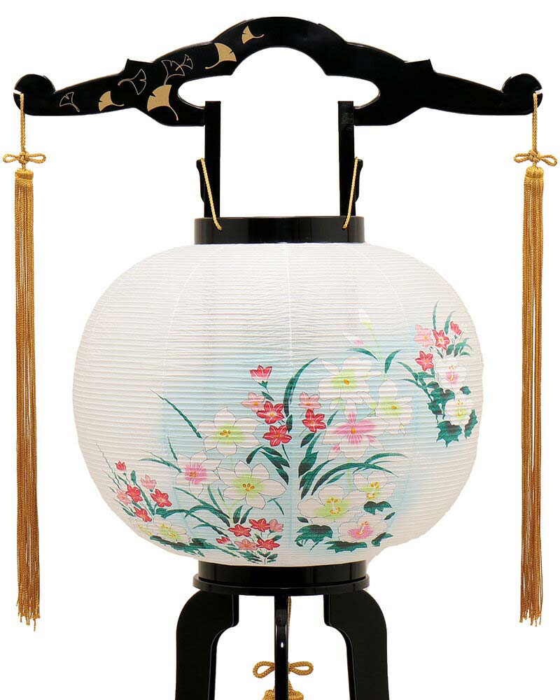 盆提灯 廻転灯 あかり 銀杏蒔絵 回転 電気コード式 絵入 11号 h048-fz