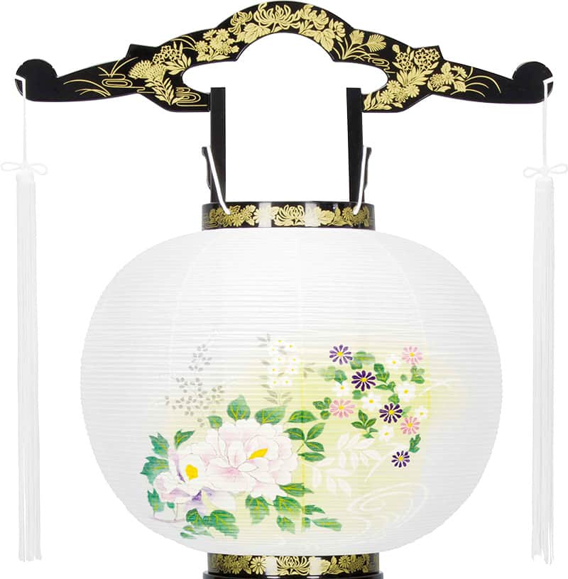 んので 盆提灯 廻転灯 あかり 綾型蒔絵 絵入 回転 11号 電気コード式 2