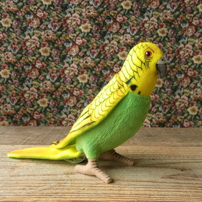 楽天市場 簡易ラッピングでお届け ハンサ Hansa セキセイインコ21 グリーン イエロー ぬいぐるみ 本物 そっくり リアル ペット メモリアル 鳥 インコ オウム ニニアンドキノ