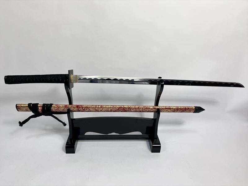 忍者刀(模造刀)直刀 刀身に飛龍紋彫 模造刀】忍者刀 龍刀身 直刀 刀身に飛龍紋彫 拵入り太刀セット