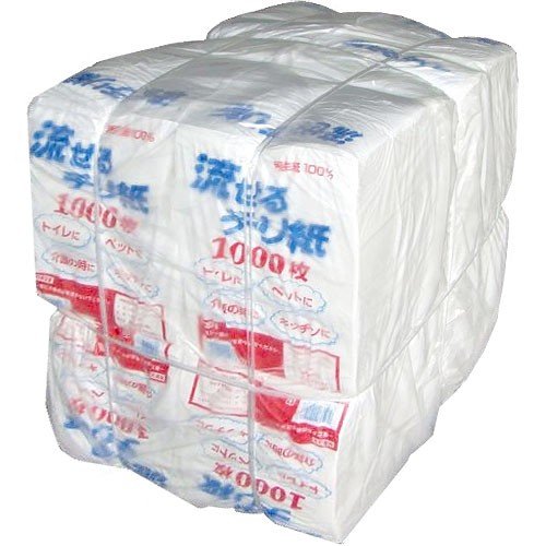 流せるチリ紙 1,000枚入【×12個セット】(国産)流せるティッシュ 流せるチリ紙 落とし紙 白チリ トイレに流せるティッシュ ちり紙｜niono