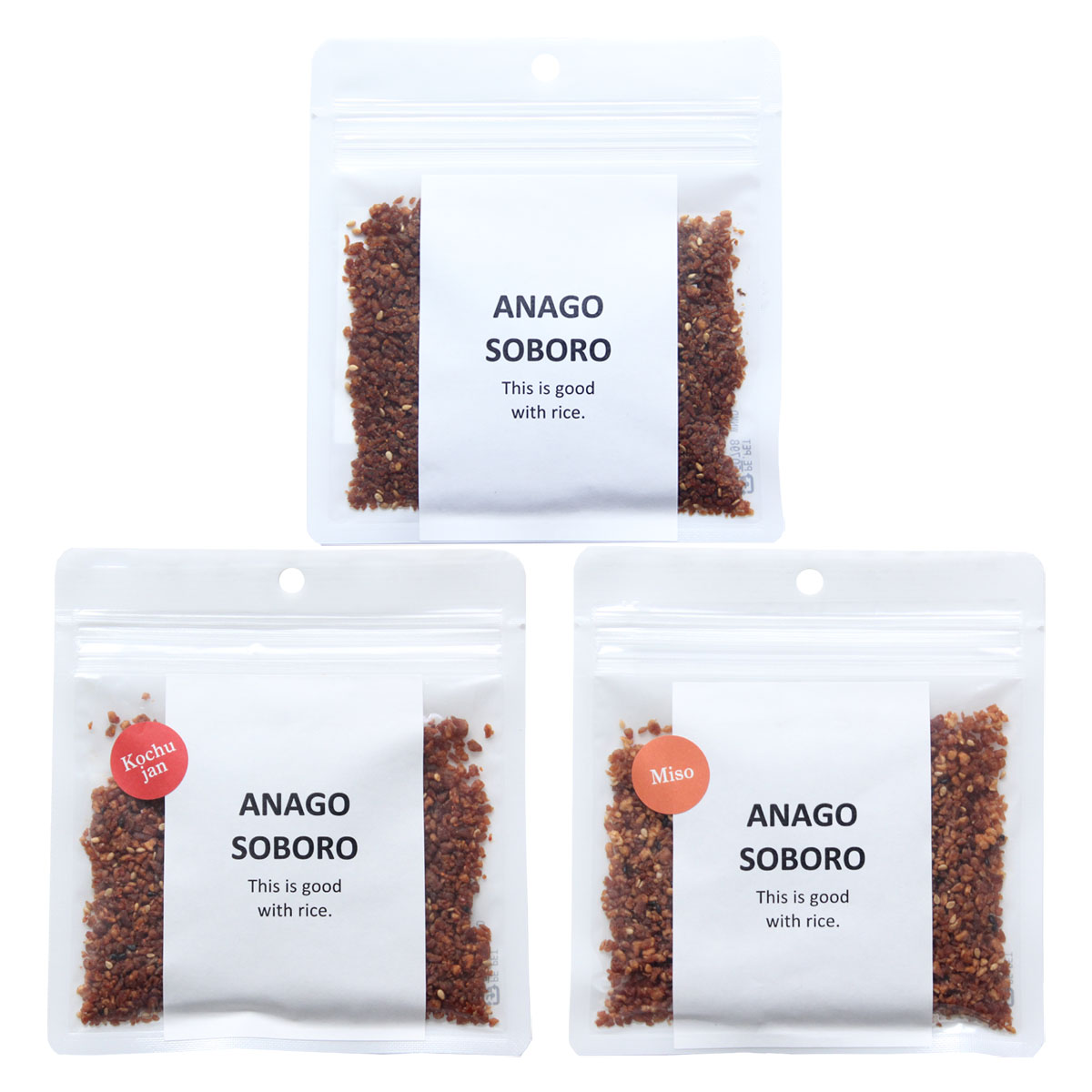 [令和シーフーズ] セット あなごそぼろ3種セット (あなごそぼろ45g×2p、あなごそぼろ味噌味45g×2p、あなごそぼろコチュジャン味45g×2p) /そぼろご飯 ご飯のお供 グルメ 穴子 あなご 国産
