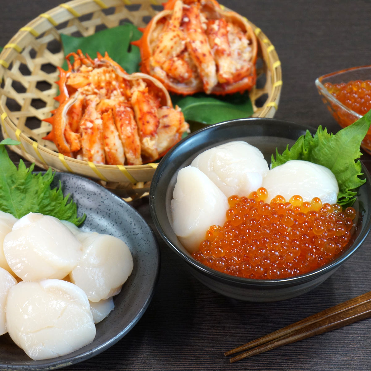 楽天市場】豪華海鮮丼 蟹身 ほたて いくら セット 3種 詰合せ 帆