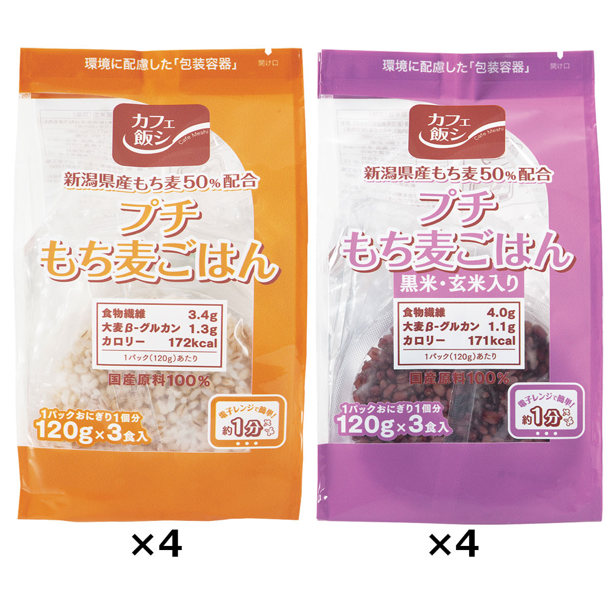 プチもち麦ごはん 2種計24食 詰め合わせ ごはん 国産 もち麦 新潟県産 ヘルシー 低カロリー 食物繊維 ご飯パック 黒米 玄米 包装米飯 温めるだけ 簡単調理 手軽 少量タイプ 添加物不使用