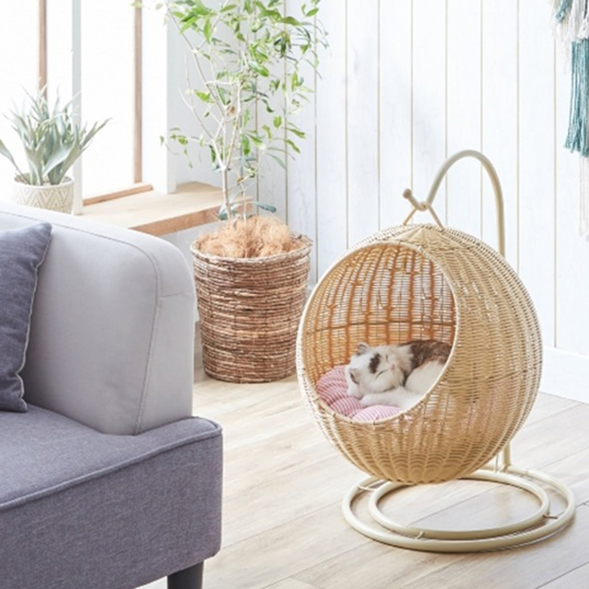 大川リビング ペット用 ハンキングチェア 椅子 猫用 吊り下げ チェア ペット用品 ハンギングベッド【沖縄県・離島 配送不可】｜産直お取り寄せＮセレクト