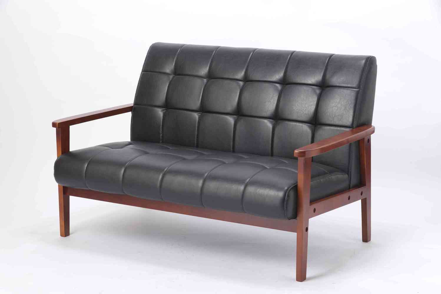 ラニット２Pソファブラック 家具 インテリア 4573321192847 RK-1220-2P(BK) 送料無料 （※北海道、沖縄･離島は発送不可）