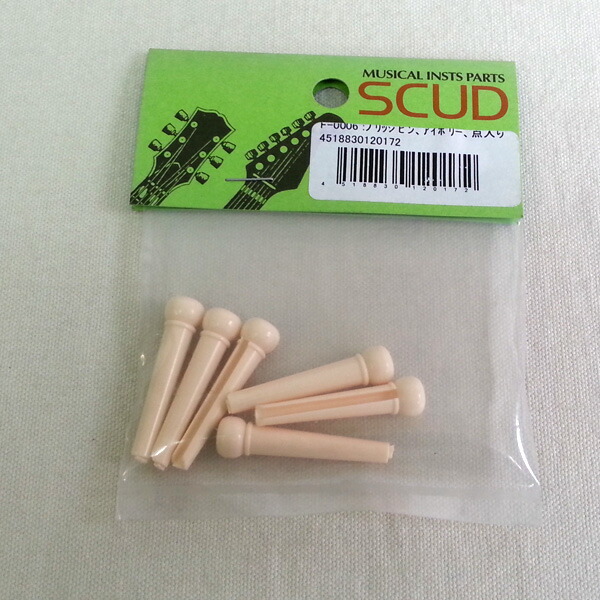 素晴らしい価格 SCUD スカッド F-0008 ブリッジピン 白 ギターパーツ