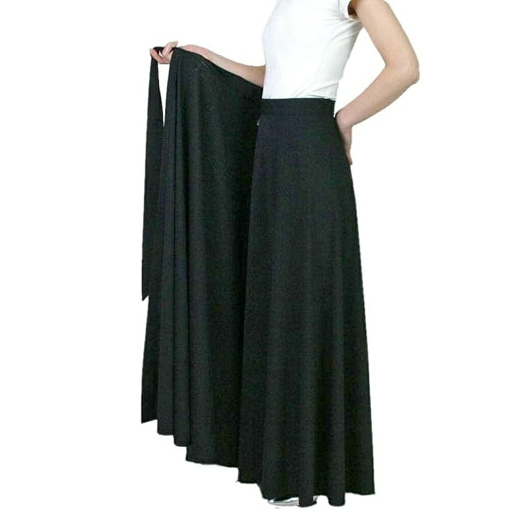 ロングスカート 黒 巻スカート スカート丈110cm コーラス 合唱 衣装 演奏会 ウエストサイズ調節可能ラップスカート ブラック 第九コンサートにも