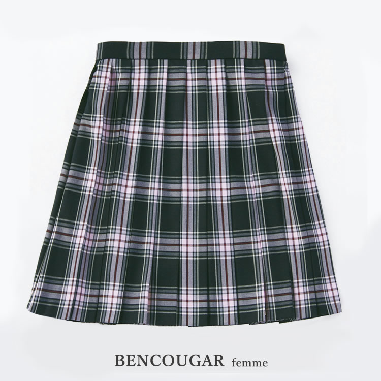 Bencougar ベンクーガー スクールスカート 51cm丈 学生服 スカート 女子 車ひだ 本 黒 ピンクチェック 5347s Kanal9tv Com