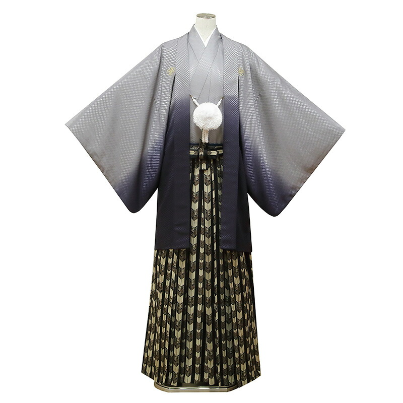 【レンタル】 紋付袴 9点セット【対応身長：175cm～180cm】羽織袴レンタル フルセット men051-p (mb065-hb080)【往復送料無料】 羽織袴 レンタル 卒業袴 グレー 無地 矢絣 羽織袴 紋 丸に違い鷹の羽 結婚式 披露宴 卒業式｜かしいしょう錦 13,013円