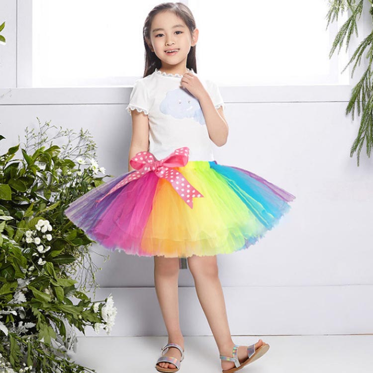 【楽天市場】90-140cm!子供 女の子 レインボースカート チュチュ ...