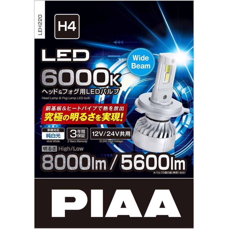 PIAA ヘッドライト/フォグランプ用 LED 6000K 12V24V共用 45/45W Hi8000/Lo5600lm H4 2個入 LEH220｜ニシムタ　店
