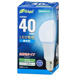 オーム電機 LED A E26 40W D LDA4D-G AG27