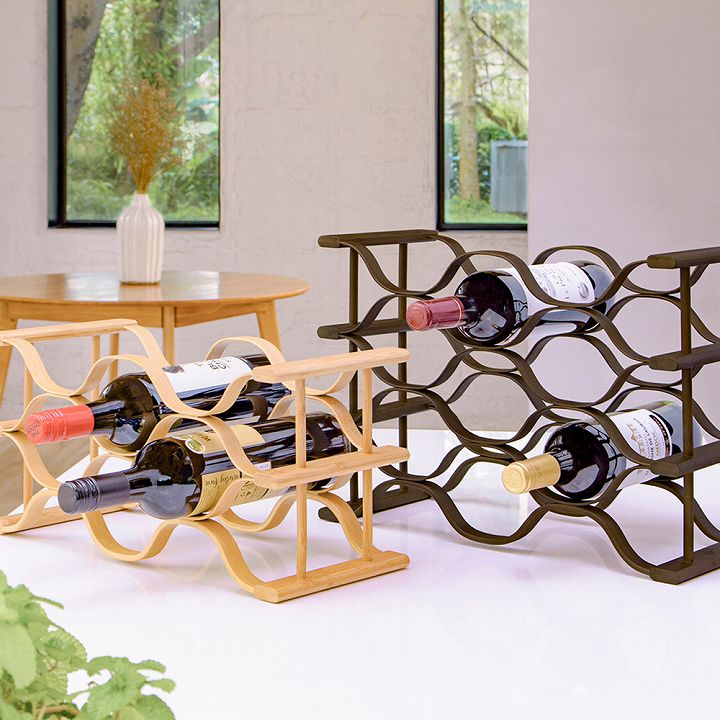 グディ GUDEE ワインラック 6本用 ワイン収納 保管 竹 おしゃれ WAVI Wine rack 6-bottle ナチュラル ブラウン GudeeLife fbk40c88800｜fashion-labo（ファッションラボ）