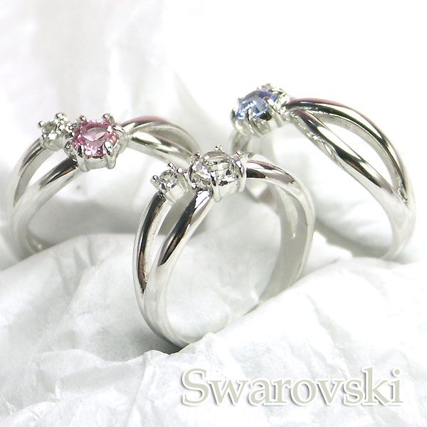 スワロフスキー 指輪 リング ハンドメイド シルバー フリーサイズ