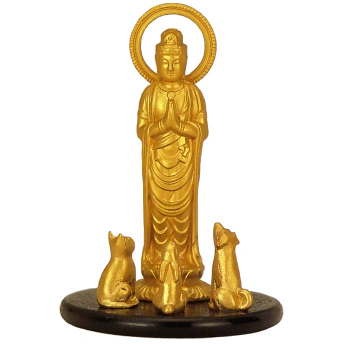 馬頭観音菩薩 １４．３ｃｍ 金鍍金仕上 合金製 ペット供養仏 仏像 馬頭観音菩薩 １４．３ｃｍ 金鍍金仕上 合金製［仏像］ペット供養仏
